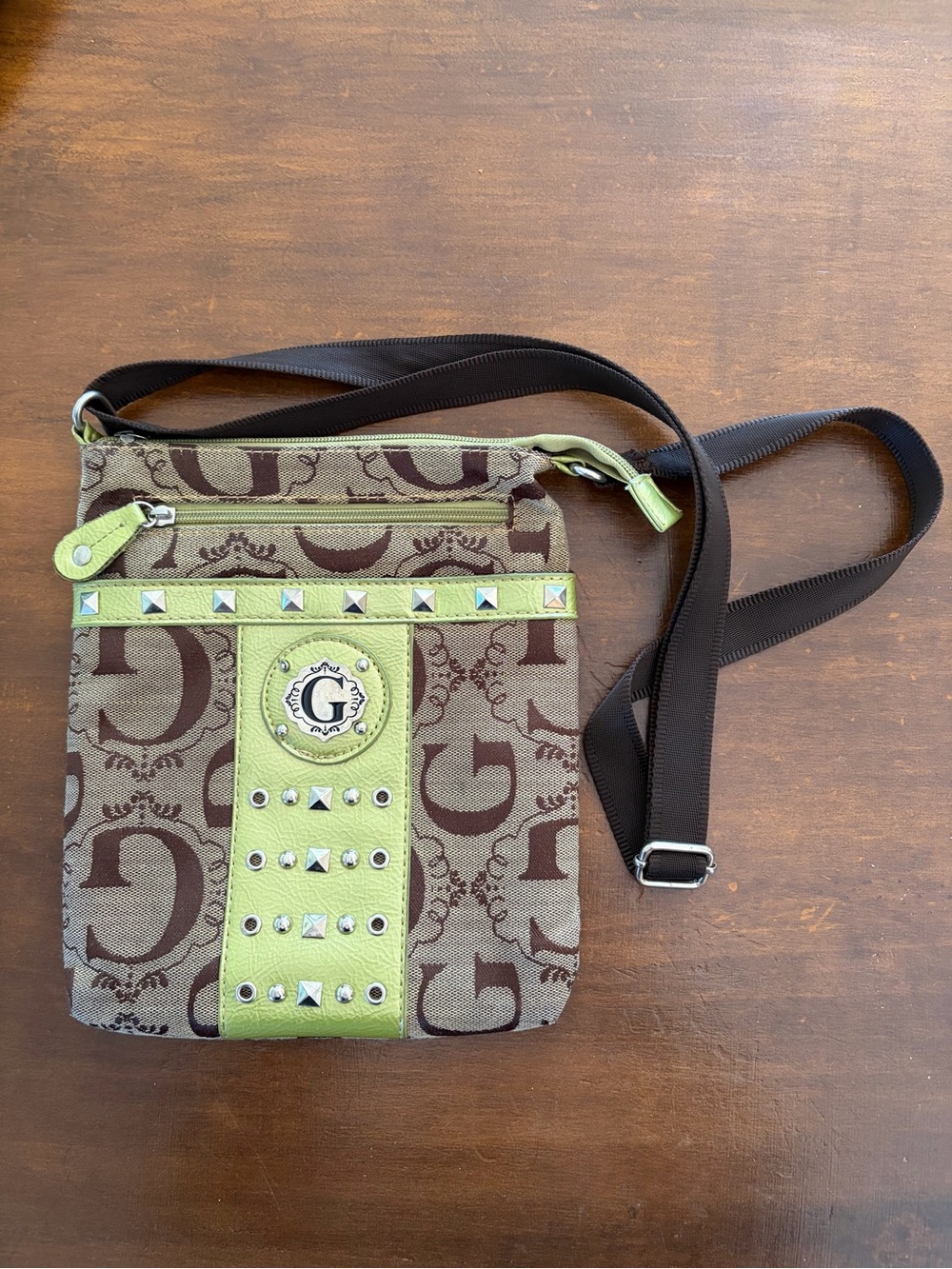 G monogram Y2K Lime Green Accent Crossbody Bag